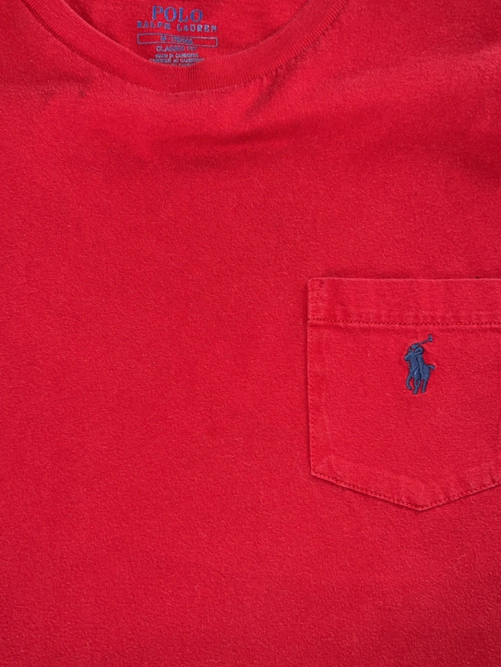 Polo by Ralph Lauren Men’s Red Pocket Tee with Navy Pony
